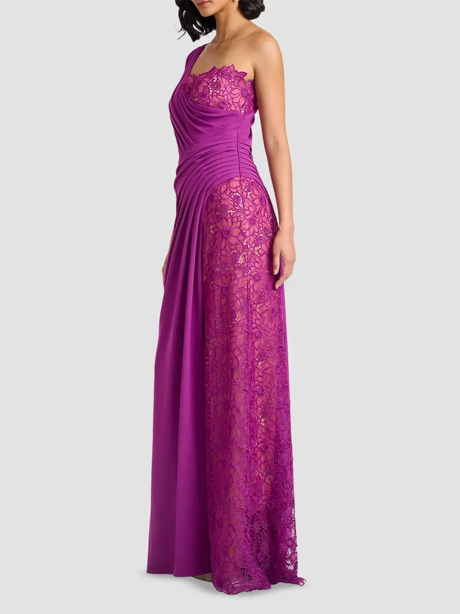 Tadashi Shoji Women's Calandra Embroidered Pleated One-Shoulder Gown | Thumbnail 5 Tadashi Shoji Women's Calandra Embroidered Pleated One-Shoulder Gown | Thumbnail 5