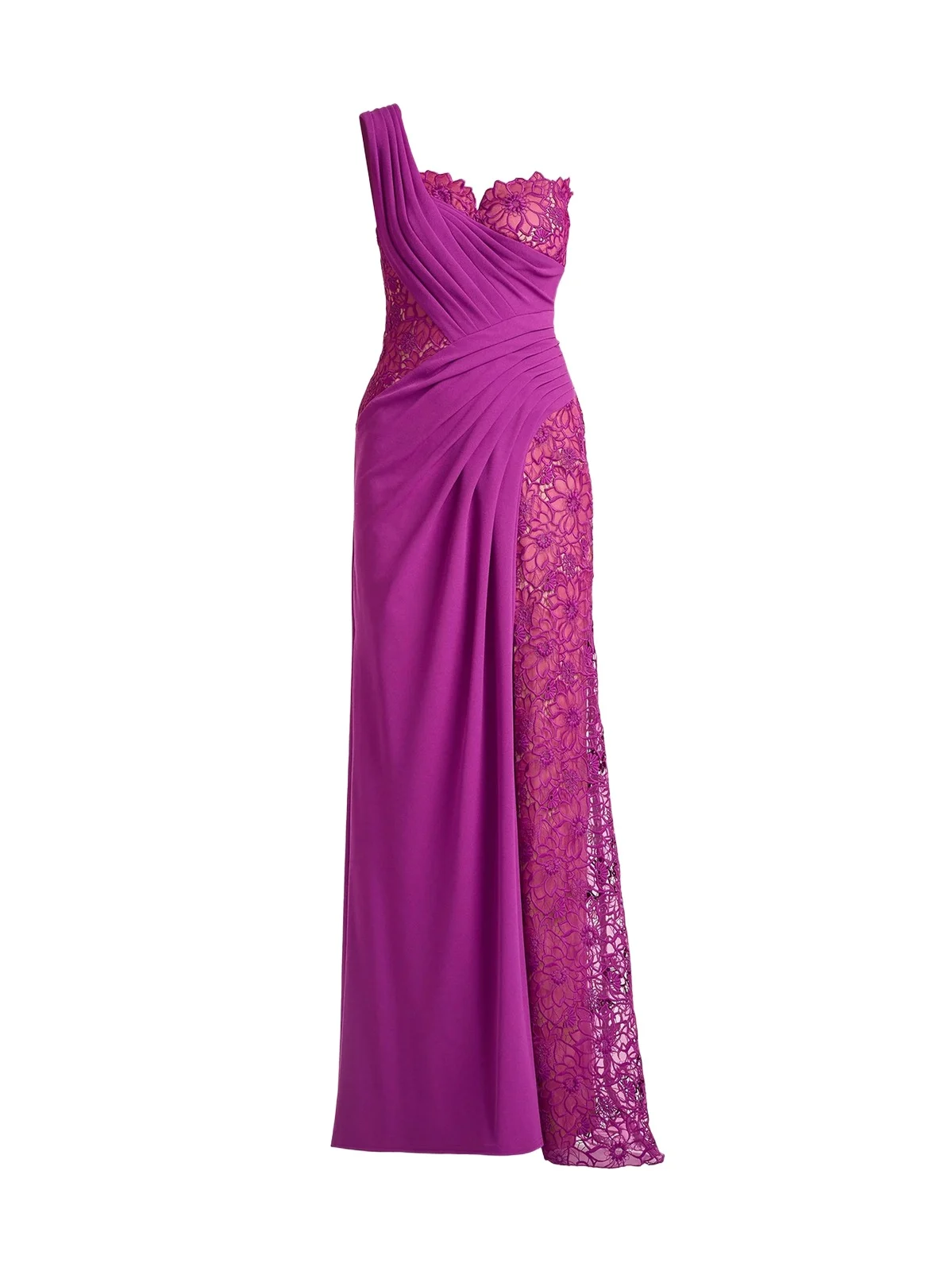 Tadashi Shoji Women's Calandra Embroidered Pleated One-Shoulder Gown