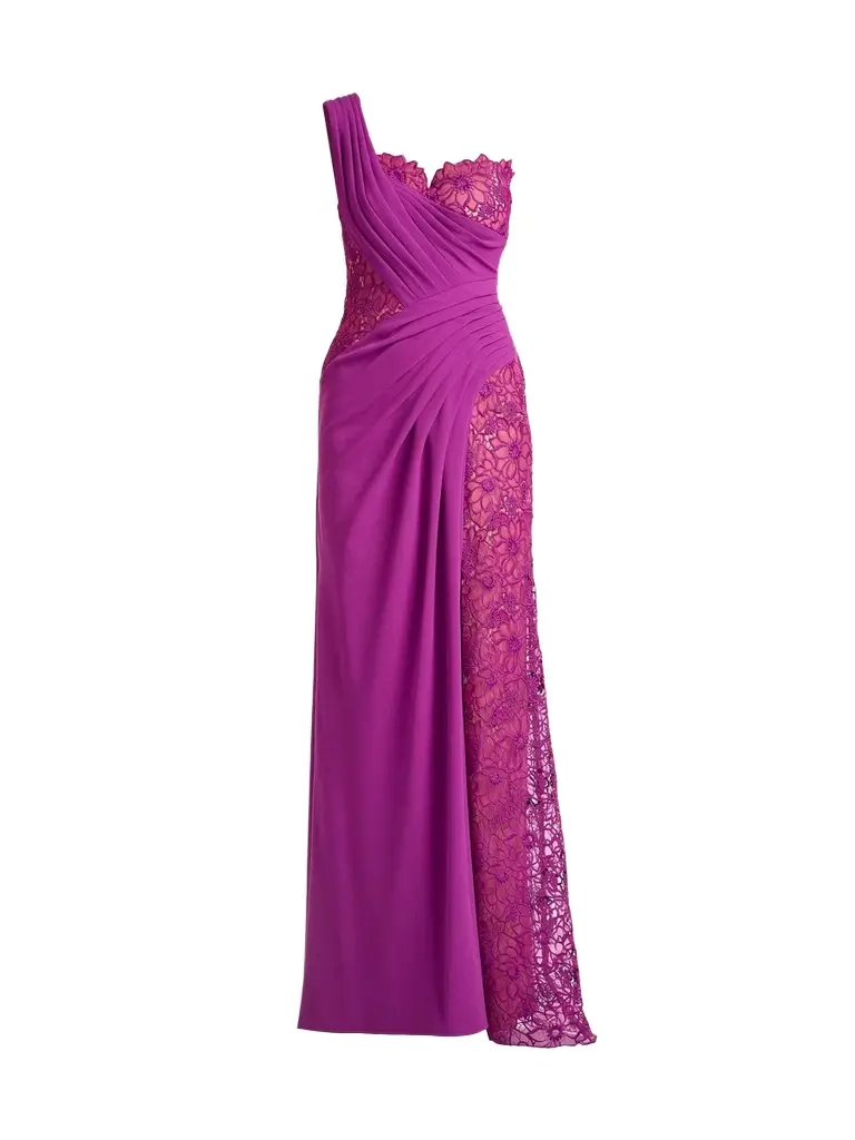 Women's Calandra Embroidered Pleated One-Shoulder Gown Women's Calandra Embroidered Pleated One-Shoulder Gown