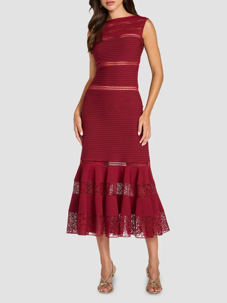 Tadashi Shoji Women's Fiora Lace-Trim A-Line Midi Dress | Thumbnail 2