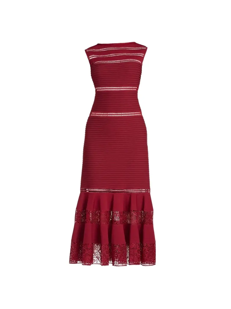 Women's Fiora Lace-Trim A-Line Midi Dress Women's Fiora Lace-Trim A-Line Midi Dress
