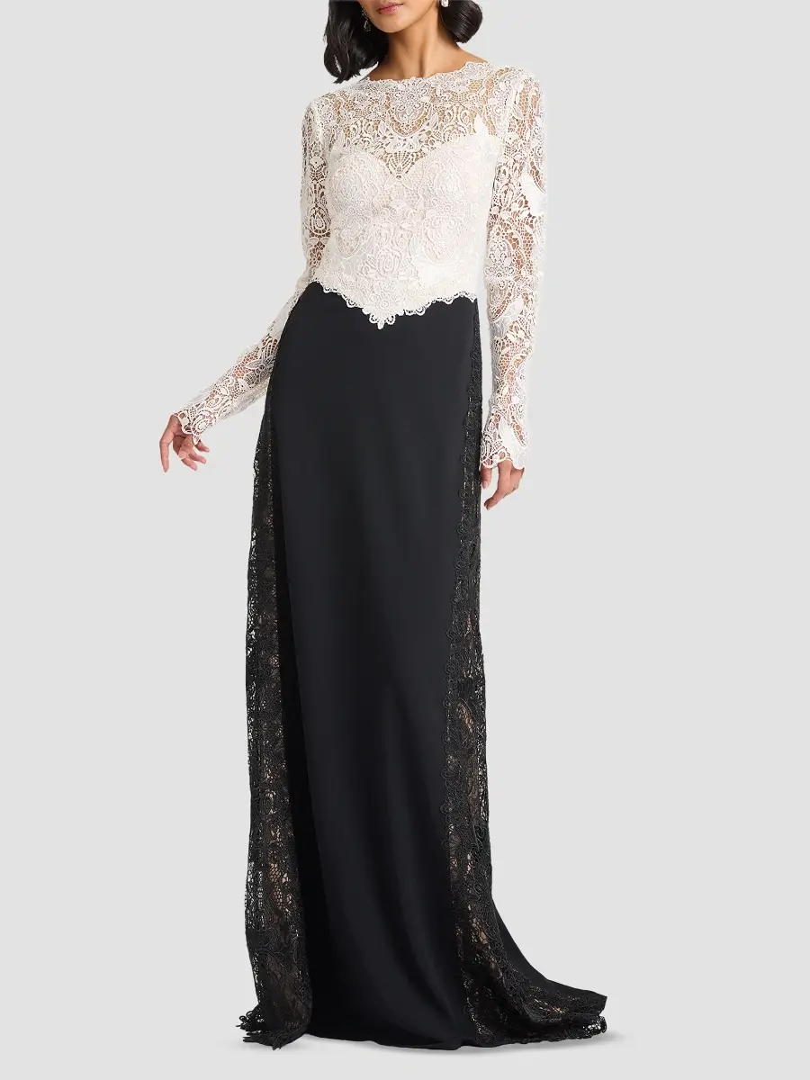 Tadashi Shoji Women's Vianne Two-Tone Lace A-Line Gown | Thumbnail 2 Tadashi Shoji Women's Vianne Two-Tone Lace A-Line Gown | Thumbnail 2