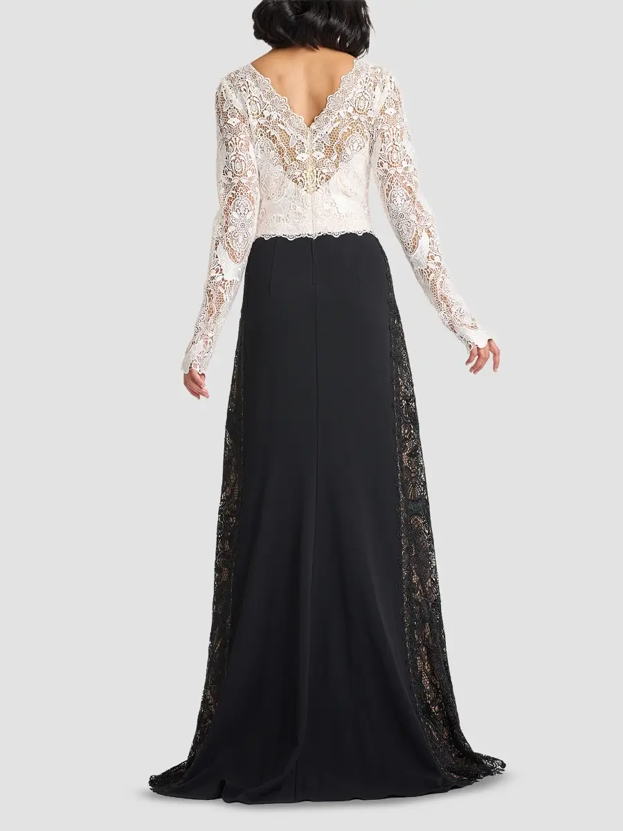 Tadashi Shoji Women's Vianne Two-Tone Lace A-Line Gown | Thumbnail 3 Tadashi Shoji Women's Vianne Two-Tone Lace A-Line Gown | Thumbnail 3