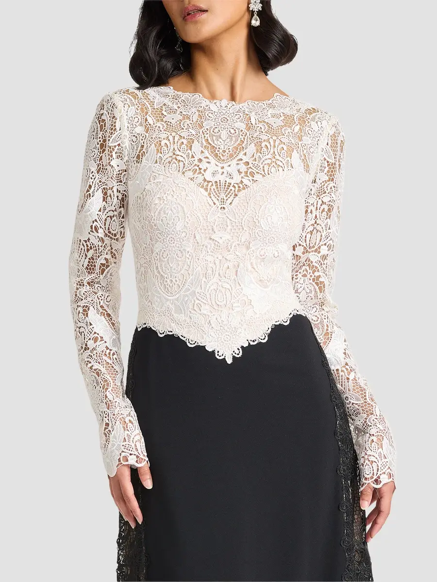 Tadashi Shoji Women's Vianne Two-Tone Lace A-Line Gown | Thumbnail 4 Tadashi Shoji Women's Vianne Two-Tone Lace A-Line Gown | Thumbnail 4