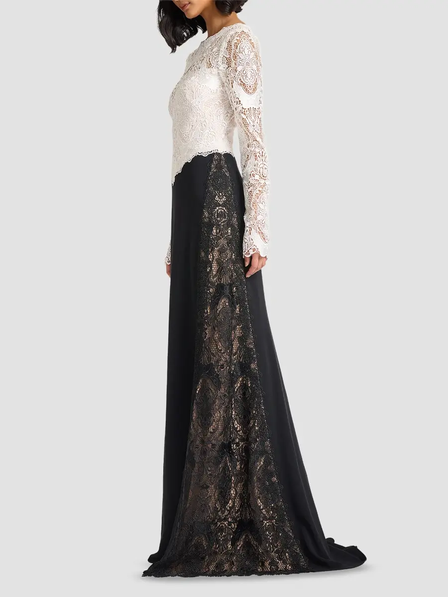 Tadashi Shoji Women's Vianne Two-Tone Lace A-Line Gown | Thumbnail 5 Tadashi Shoji Women's Vianne Two-Tone Lace A-Line Gown | Thumbnail 5