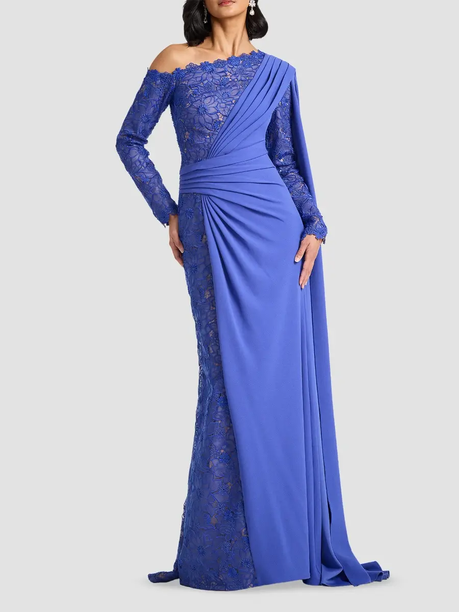 Tadashi Shoji Women's Ravelle Lace-Panelled Column Gown | Thumbnail 2 Tadashi Shoji Women's Ravelle Lace-Panelled Column Gown | Thumbnail 2