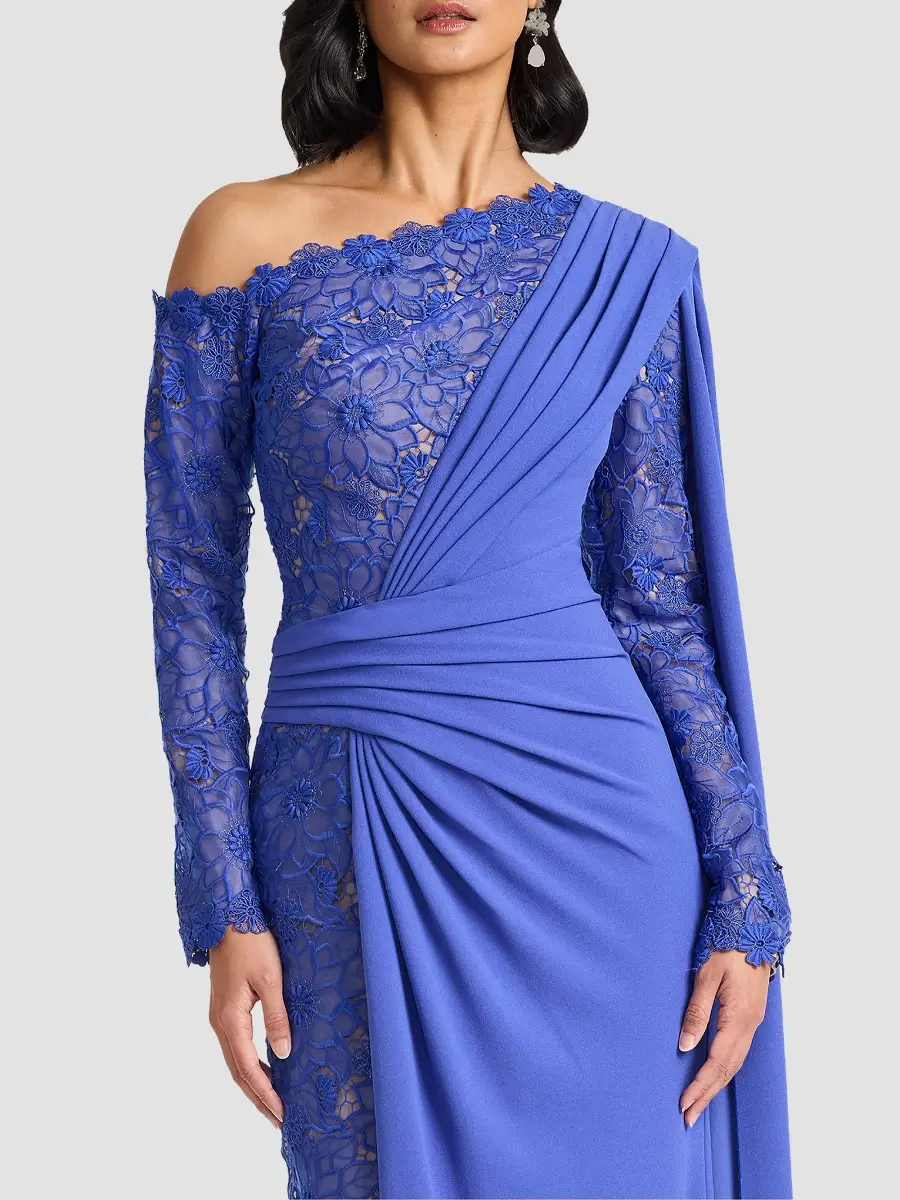 Tadashi Shoji Women's Ravelle Lace-Panelled Column Gown | Thumbnail 4 Tadashi Shoji Women's Ravelle Lace-Panelled Column Gown | Thumbnail 4