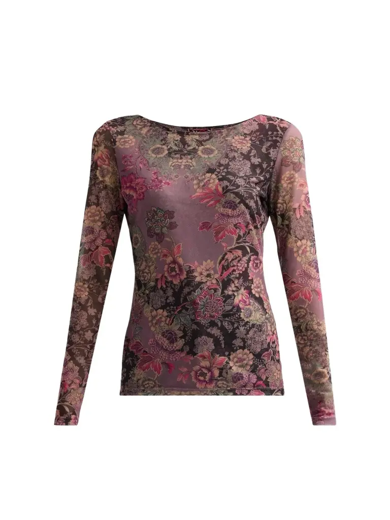 Johnny Was Women's Jemma Floral Mesh Long-Sleeve Shirt