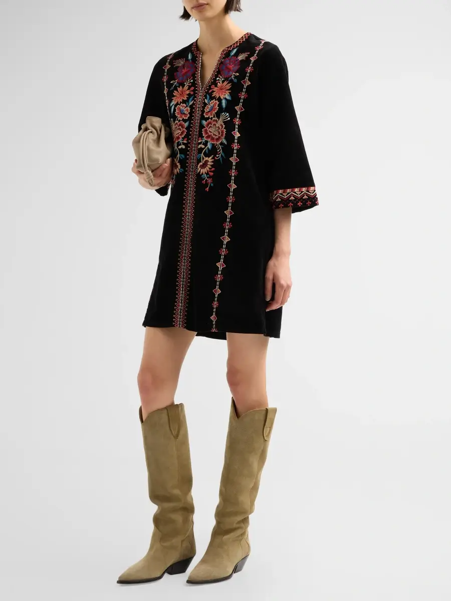Johnny Was Women's Nadia Floral-Embroidered Cotton Mini Dress | Thumbnail 4