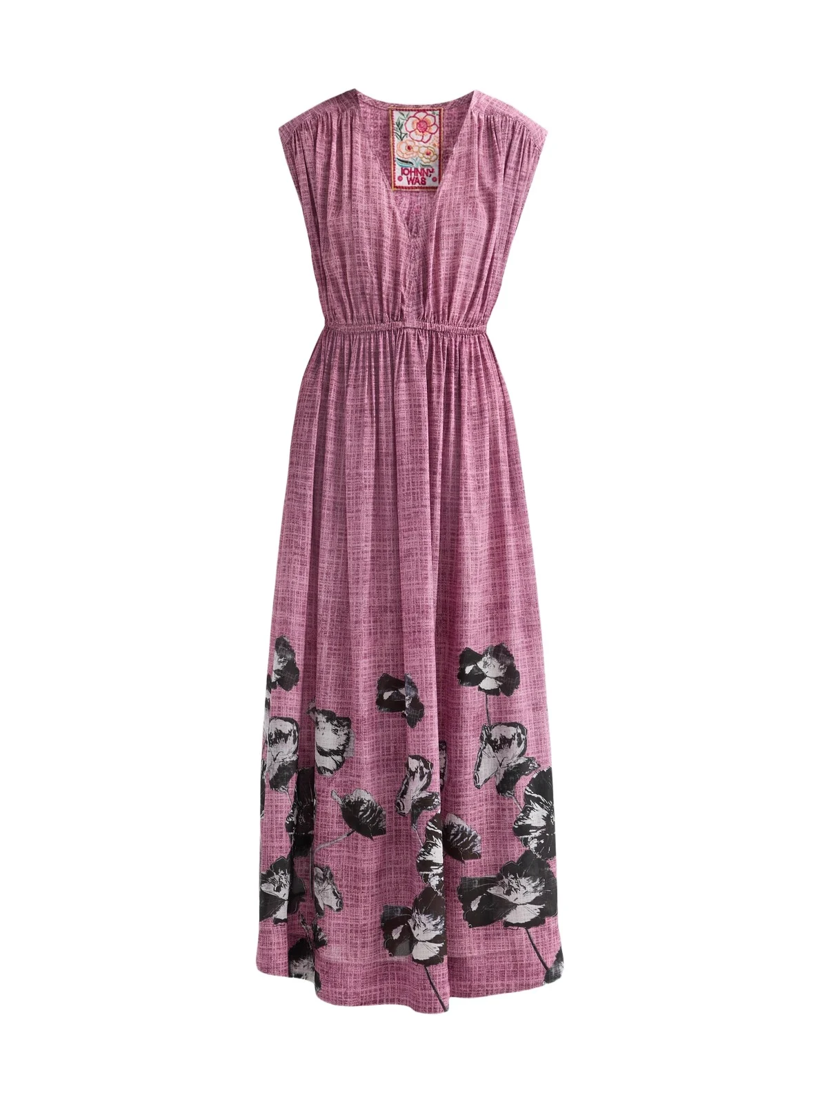 Women's Monade Ruched Floral Silk Maxi Dress
