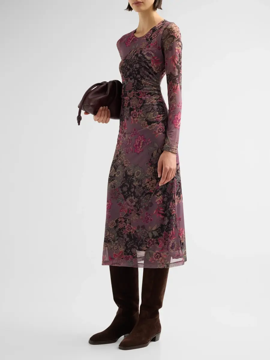 Johnny Was Women's Jemma Floral Mesh Sheath Midi Dress | Thumbnail 4