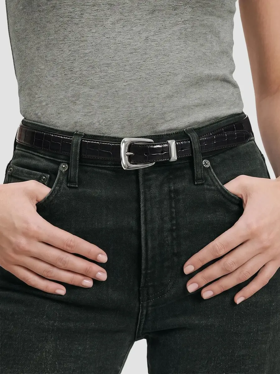 Veronica Beard Women's Croc-Embossed Leather Belt | Thumbnail 2