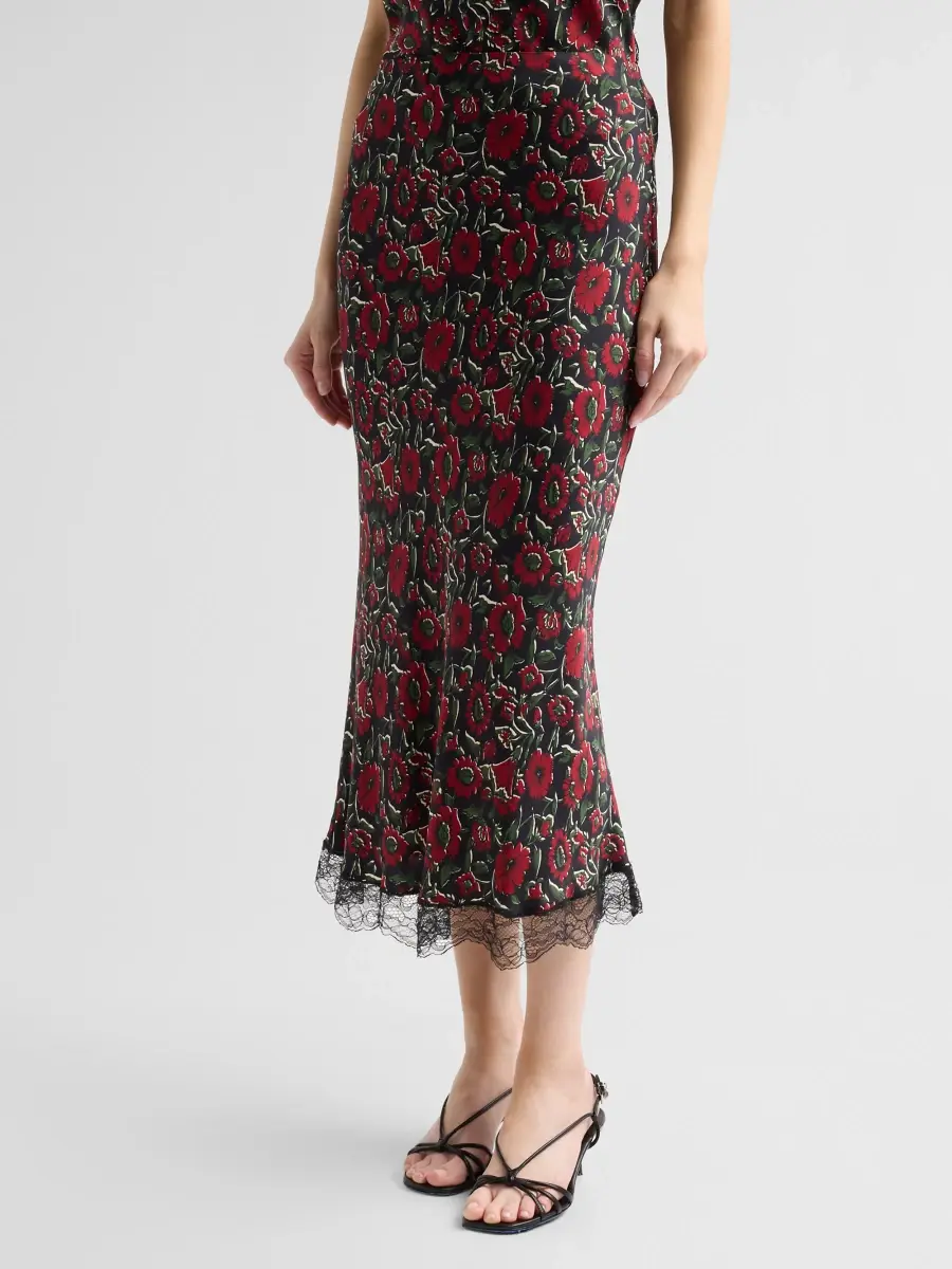 Veronica Beard Women's Clover Floral Satin Midi Skirt | Thumbnail 4 Veronica Beard Women's Clover Floral Satin Midi Skirt | Thumbnail 4