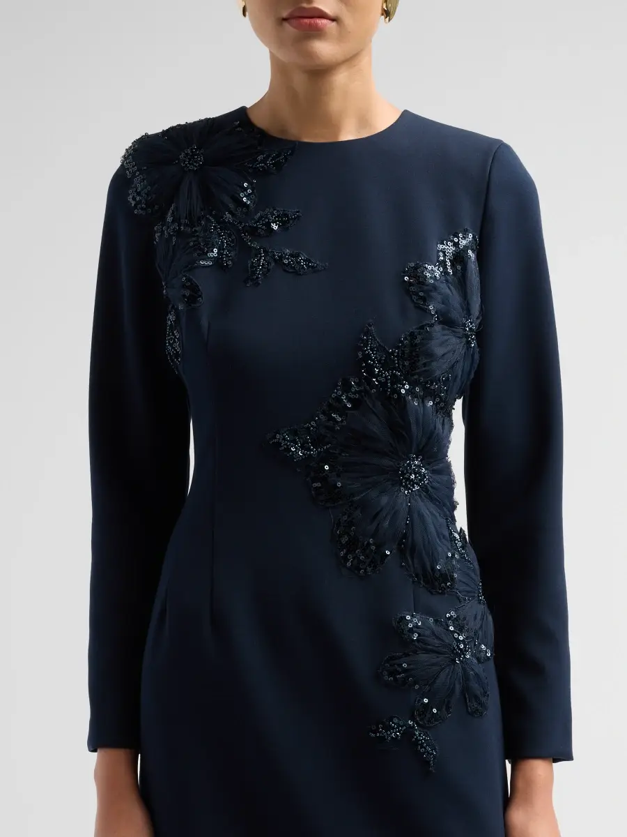 Teri Jon by Rickie Freeman Women's Crepe Sequined Appliqué Sheath Dress | Thumbnail 5 Teri Jon by Rickie Freeman Women's Crepe Sequined Appliqué Sheath Dress | Thumbnail 5
