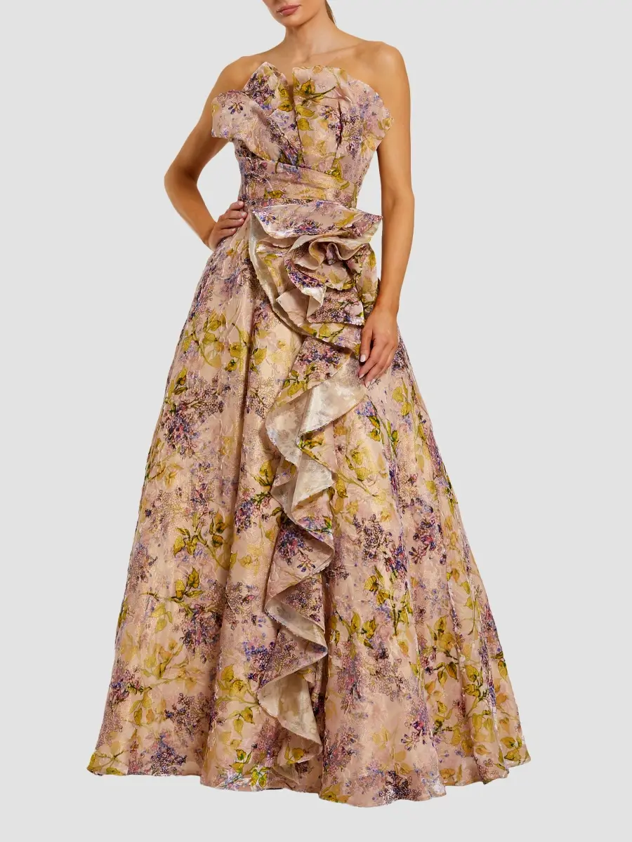 Mac Duggal Women's Floral Embossed Organza Ballgown | Thumbnail 2 Mac Duggal Women's Floral Embossed Organza Ballgown | Thumbnail 2