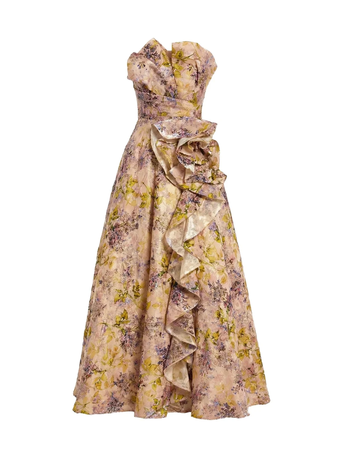 Women's Floral Embossed Organza Ballgown