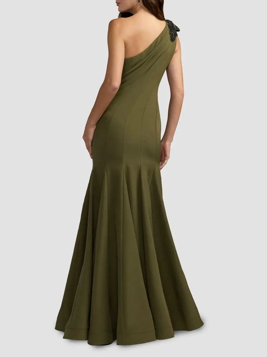 Mac Duggal Women's Seamed Crepe One-Shoulder Gown | Thumbnail 3