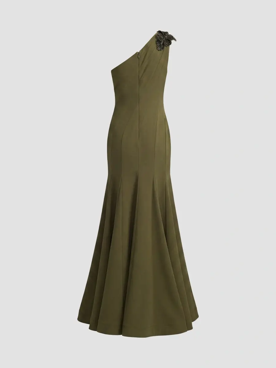 Mac Duggal Women's Seamed Crepe One-Shoulder Gown | Thumbnail 5