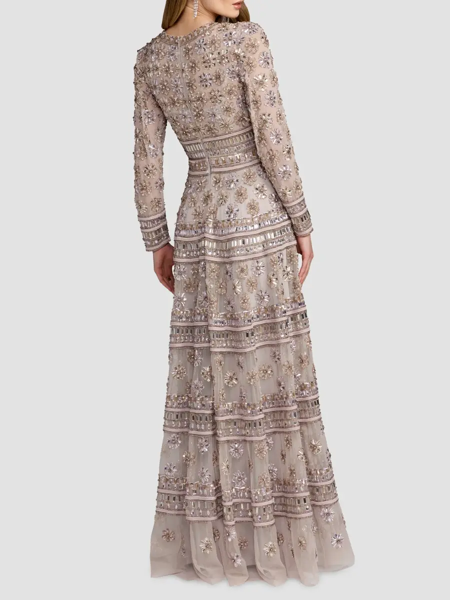 Mac Duggal Women's Embroidered Mesh A-Line Gown | Thumbnail 3 Mac Duggal Women's Embroidered Mesh A-Line Gown | Thumbnail 3