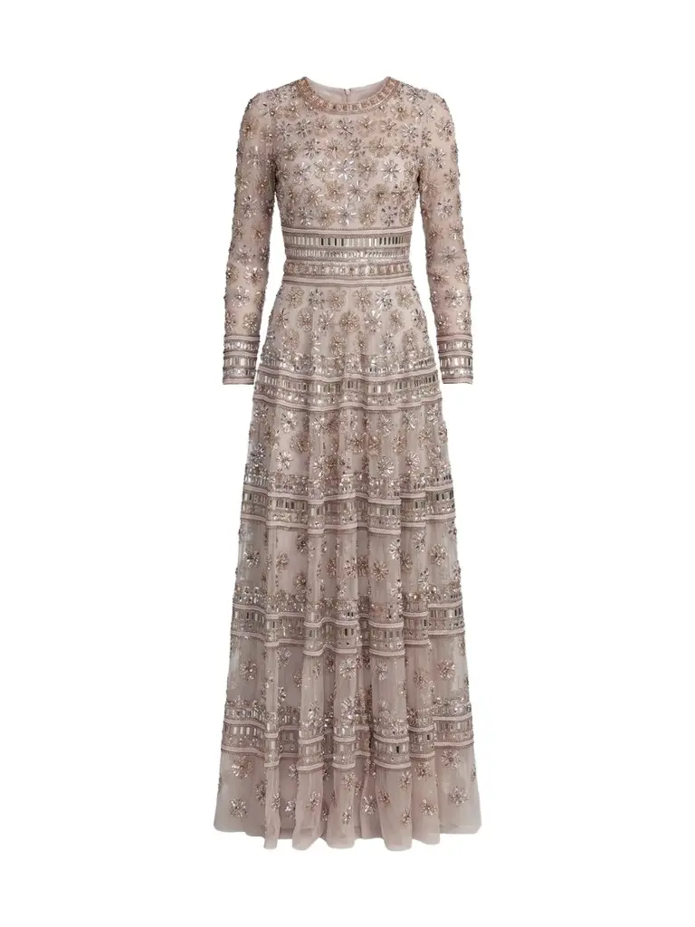 Mac Duggal Women's Embroidered Mesh A-Line Gown