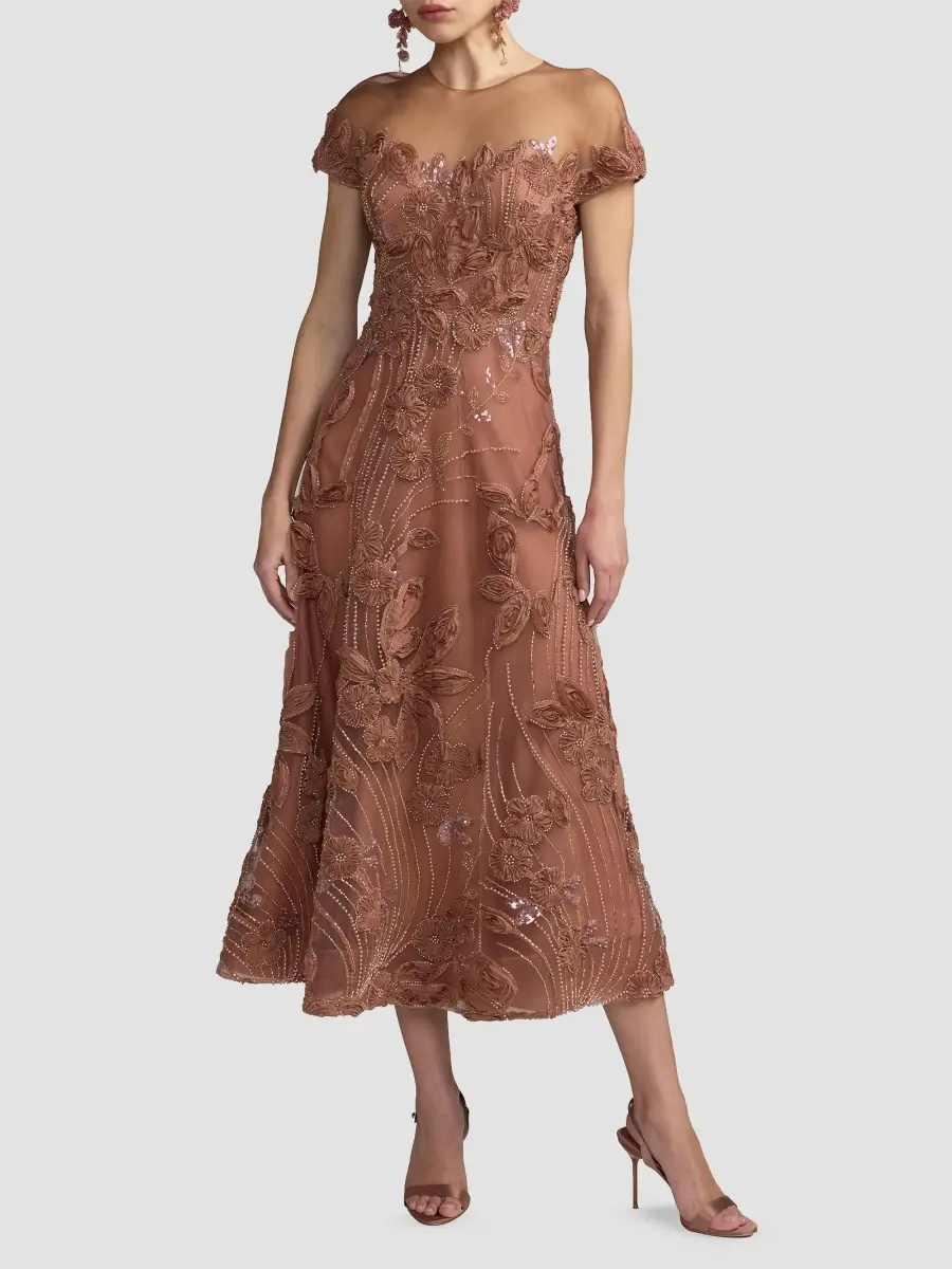 Mac Duggal Women's Embellished Lace Illusion A-Line Midi-Dress | Thumbnail 2