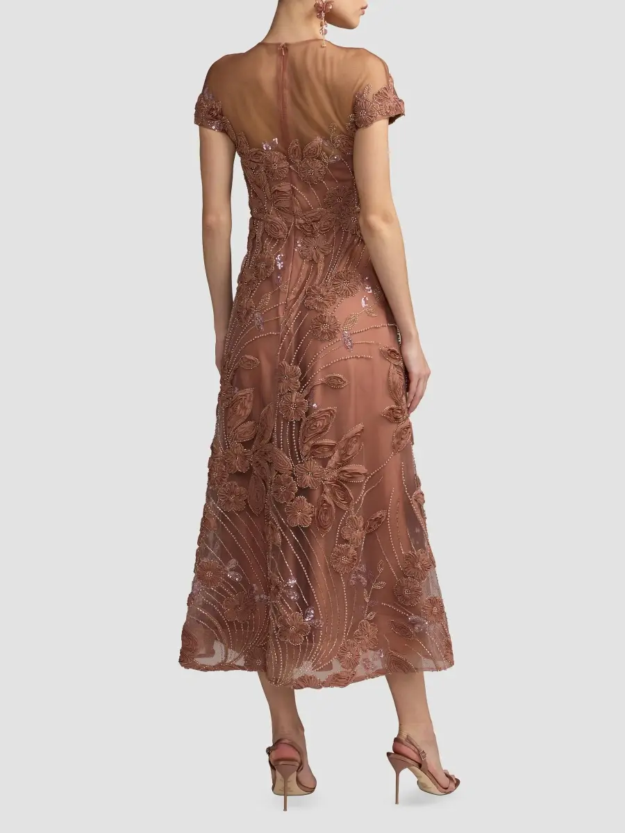 Mac Duggal Women's Embellished Lace Illusion A-Line Midi-Dress | Thumbnail 3