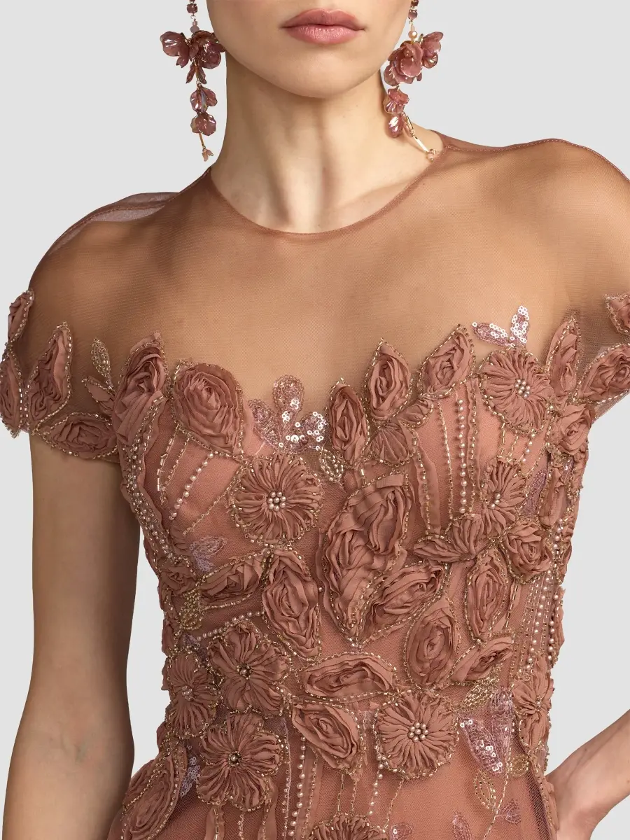 Mac Duggal Women's Embellished Lace Illusion A-Line Midi-Dress | Thumbnail 4