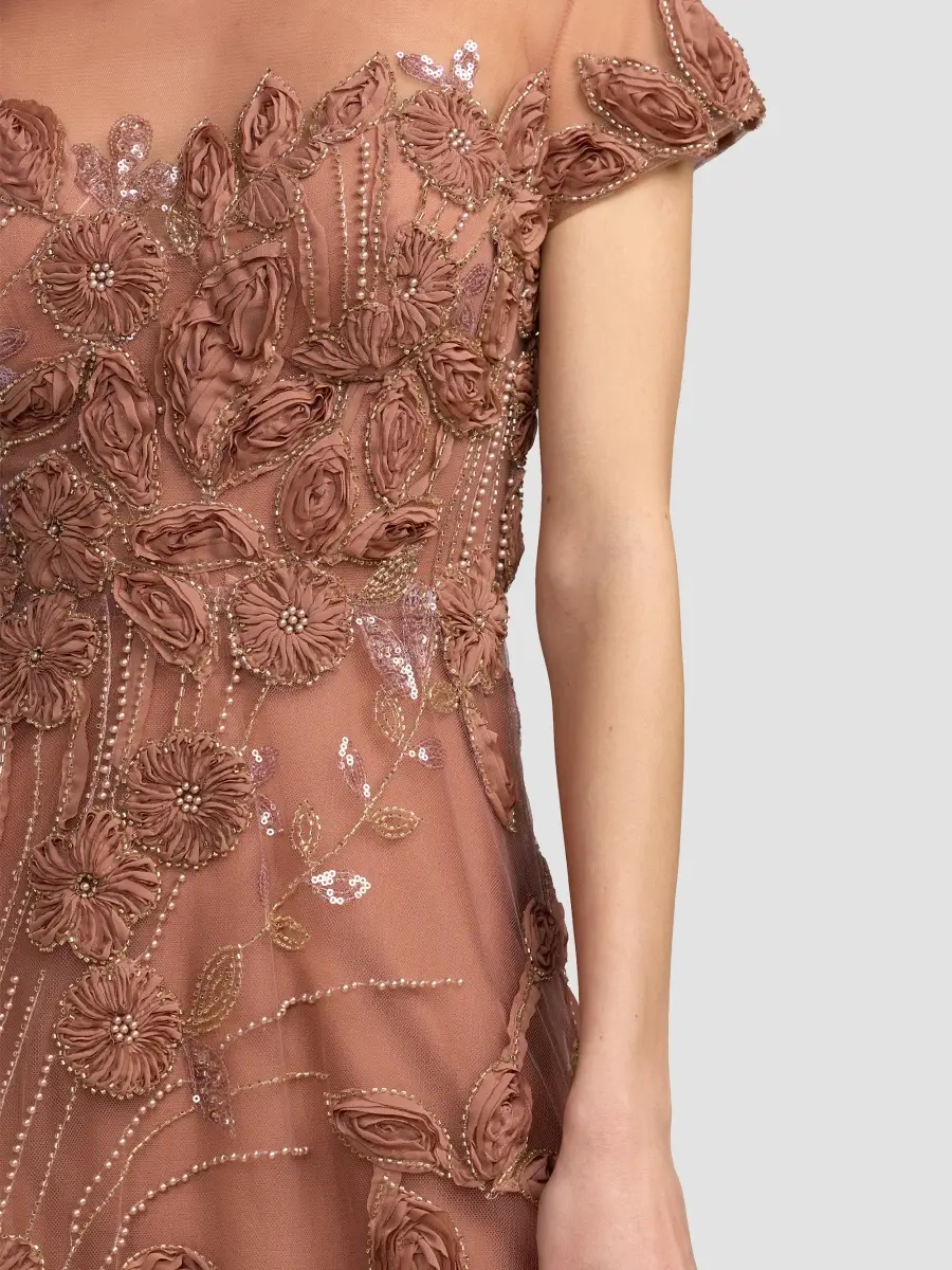 Mac Duggal Women's Embellished Lace Illusion A-Line Midi-Dress | Thumbnail 5
