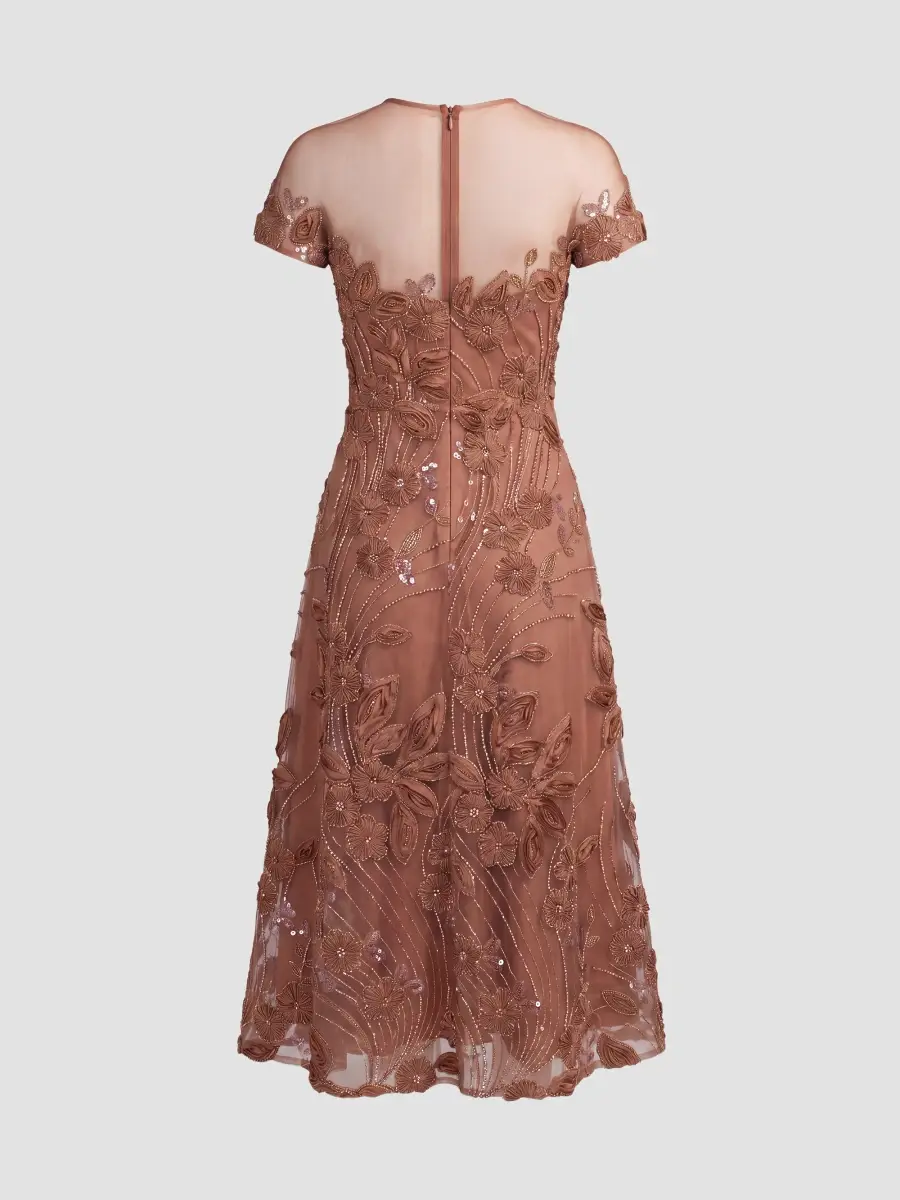 Mac Duggal Women's Embellished Lace Illusion A-Line Midi-Dress | Thumbnail 6