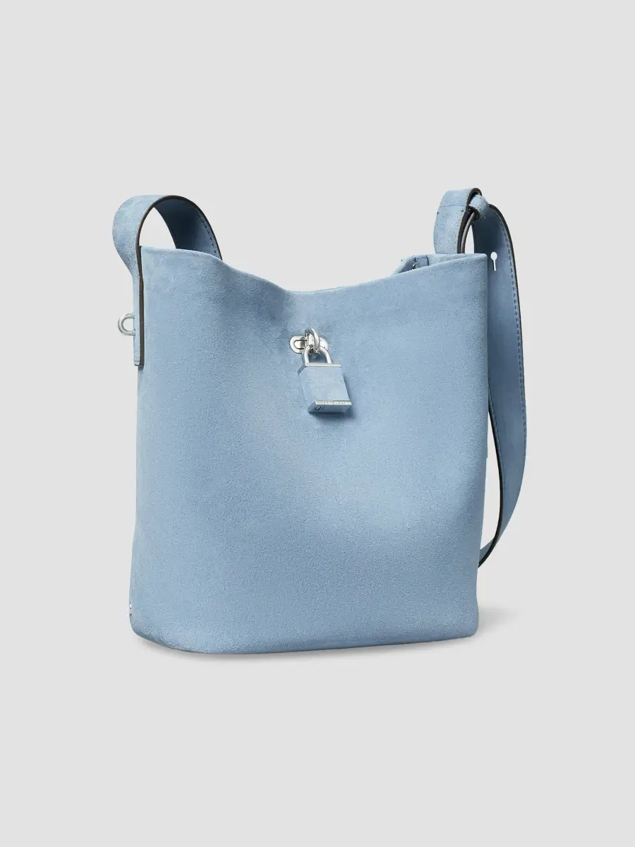 Tory Burch Women's Lock Medium Suede Slim Bucket Bag | Thumbnail 4 Tory Burch Women's Lock Medium Suede Slim Bucket Bag | Thumbnail 4