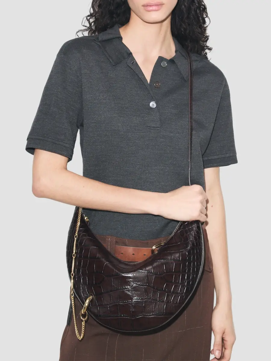 Tory Burch Women's Pierced Croc-Embossed Leather Crossbody Bag | Thumbnail 2 Tory Burch Women's Pierced Croc-Embossed Leather Crossbody Bag | Thumbnail 2