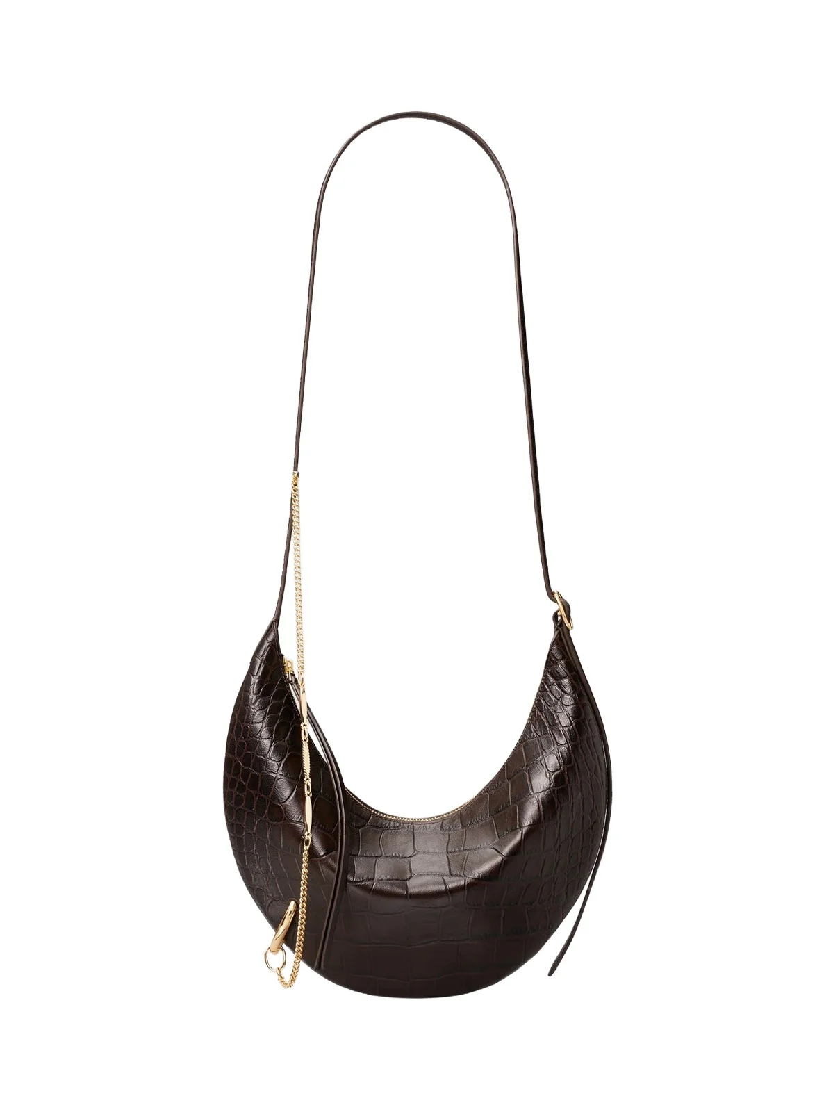 Women's Pierced Croc-Embossed Leather Crossbody Bag