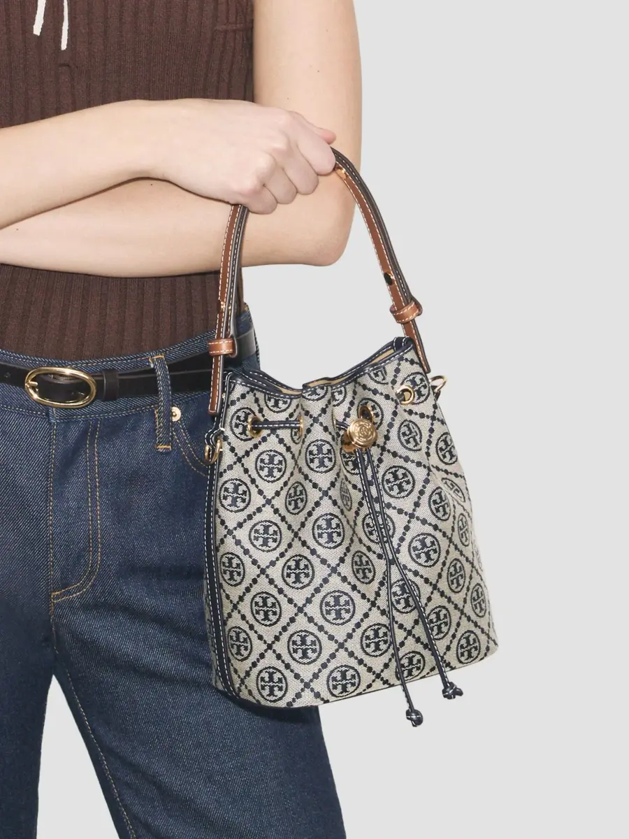Tory Burch Women's T Monogram Canvas Bucket Bag | Thumbnail 3 Tory Burch Women's T Monogram Canvas Bucket Bag | Thumbnail 3