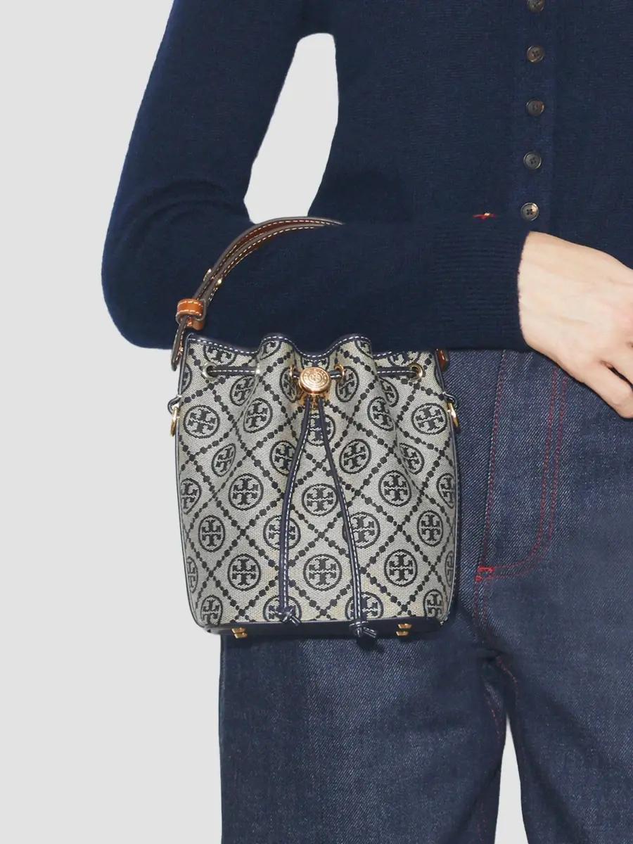 Tory Burch Women's T Monogram Mini Canvas Bucket Bag | Thumbnail 3 Tory Burch Women's T Monogram Mini Canvas Bucket Bag | Thumbnail 3