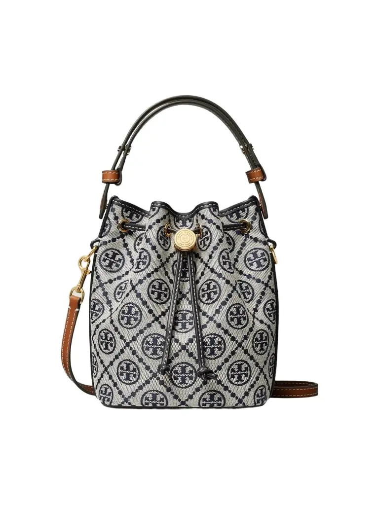Tory Burch Women's T Monogram Mini Canvas Bucket Bag