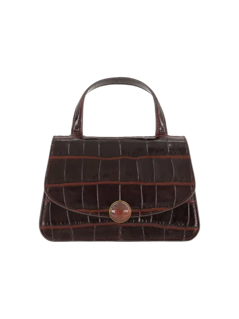 Vince Women's Flora Mini Croc-Embossed Leather Top Handle Bag