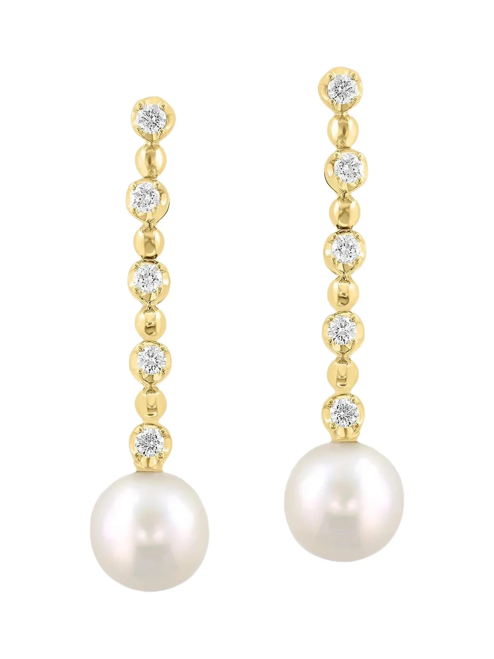 Women's 18K Yellow Gold, 0.29 TCW Lab-Grown Diamond & Freshwater Pearl Drop Earrings