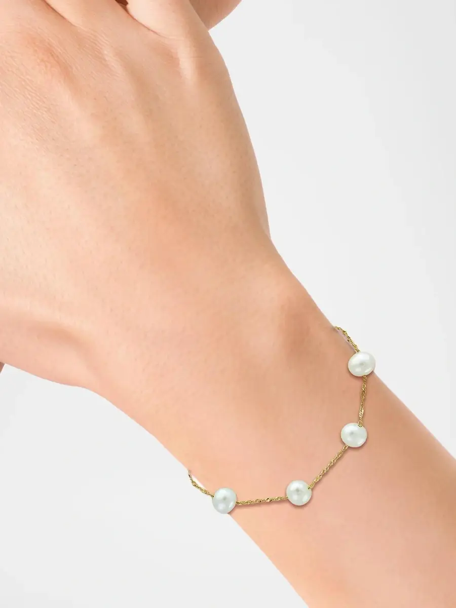 Pearls Women's 18K Yellow Gold & Freshwater Pearl Chain Bracelet | Thumbnail 2 Pearls Women's 18K Yellow Gold & Freshwater Pearl Chain Bracelet | Thumbnail 2