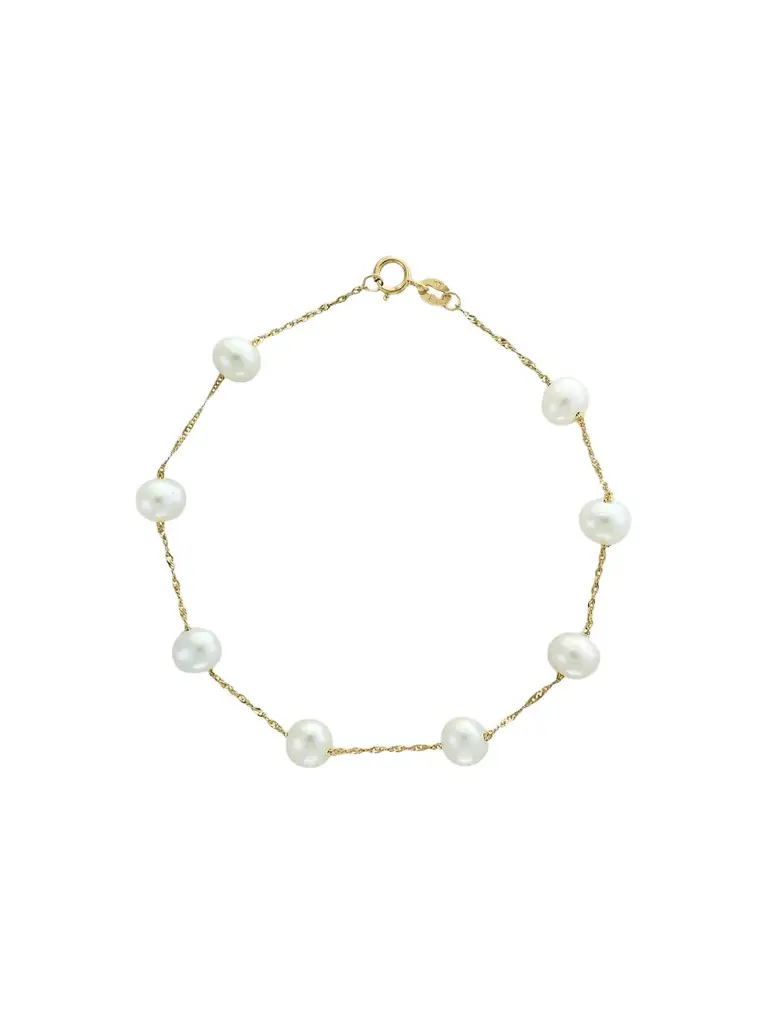 Pearls Women's 18K Yellow Gold & Freshwater Pearl Chain Bracelet