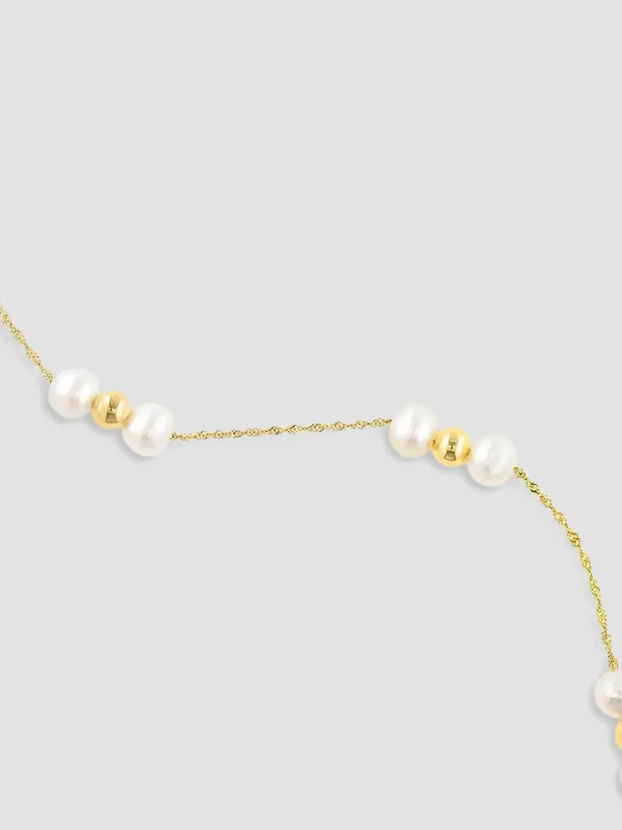 Pearls Women's 18K Yellow Gold & Freshwater Pearl Chain Necklace | Thumbnail 3 Pearls Women's 18K Yellow Gold & Freshwater Pearl Chain Necklace | Thumbnail 3