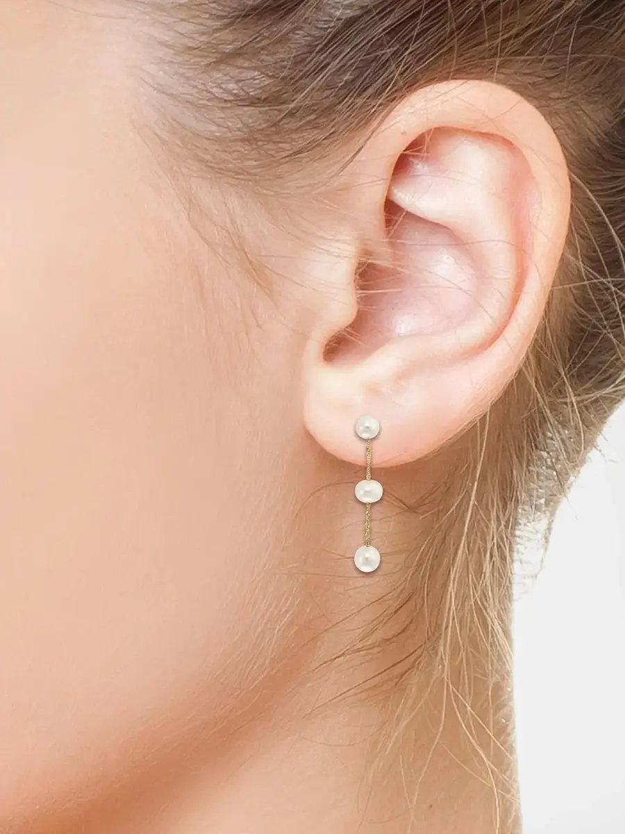 Pearls Women's 18K Yellow Gold & Freshwater Pearl Drop Earrings | Thumbnail 2 Pearls Women's 18K Yellow Gold & Freshwater Pearl Drop Earrings | Thumbnail 2