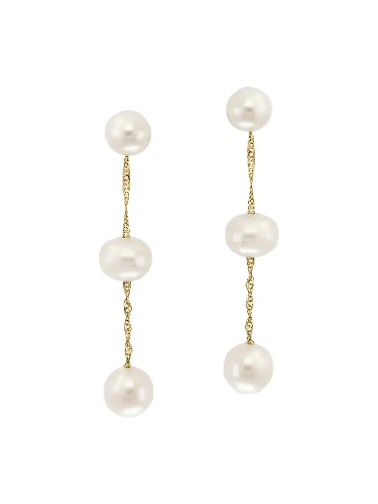 Women's 18K Yellow Gold & Freshwater Pearl Drop Earrings Women's 18K Yellow Gold & Freshwater Pearl Drop Earrings