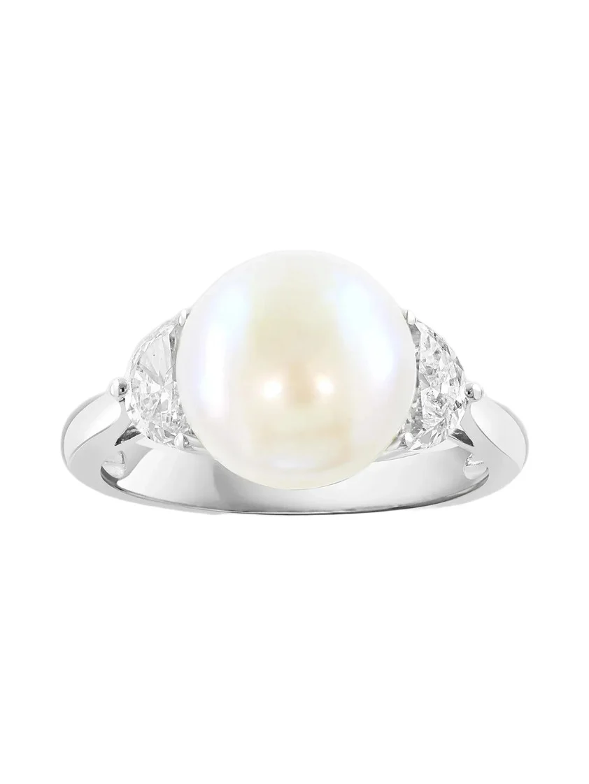 Women's 18K White Gold, 0.57 TCW Lab-Grown Diamond & Freshwater Pearl Ring Women's 18K White Gold, 0.57 TCW Lab-Grown Diamond & Freshwater Pearl Ring