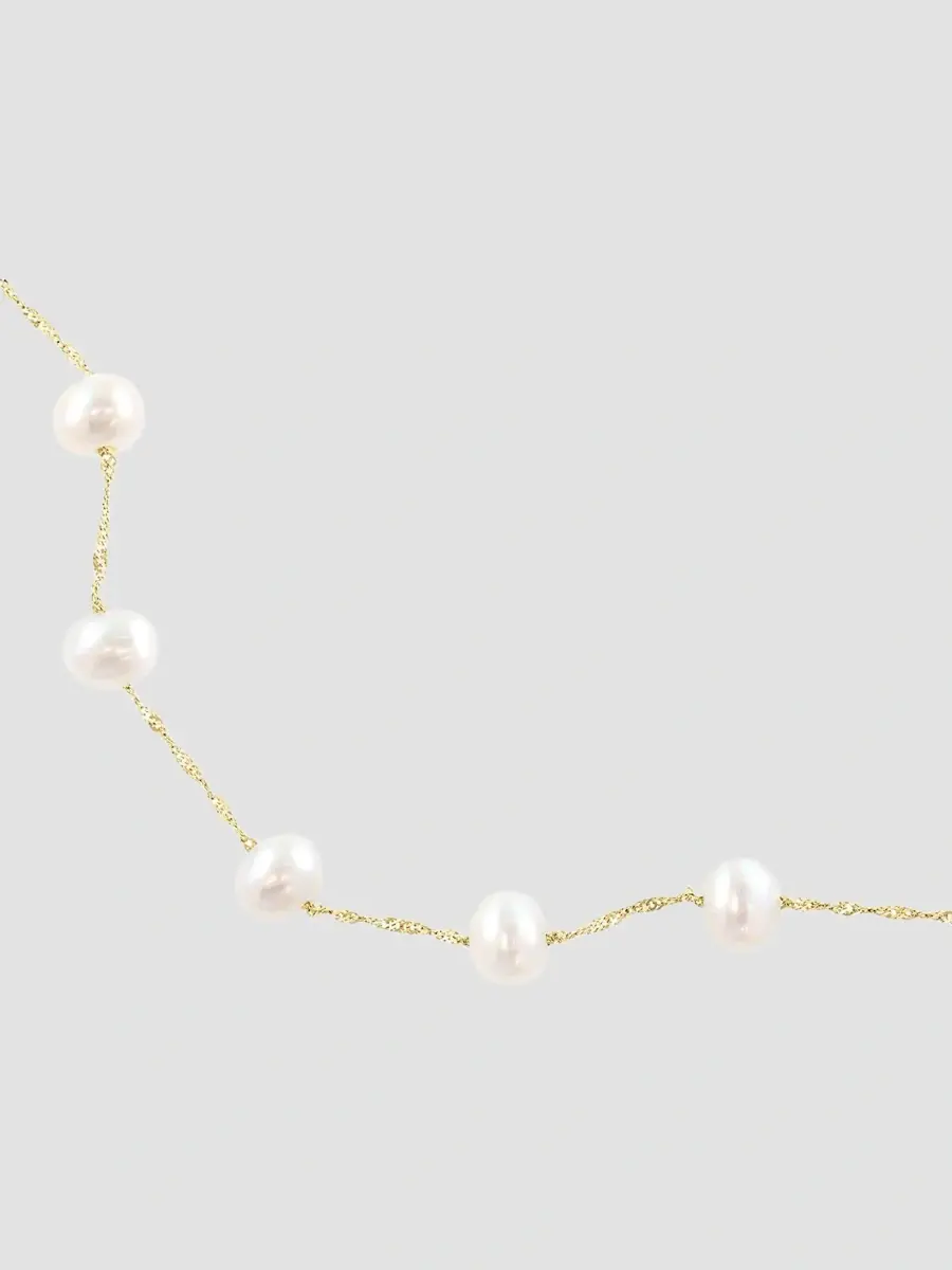 Pearls Women's 18K Yellow Gold & Freshwater Pearl Chain Necklace | Thumbnail 3 Pearls Women's 18K Yellow Gold & Freshwater Pearl Chain Necklace | Thumbnail 3