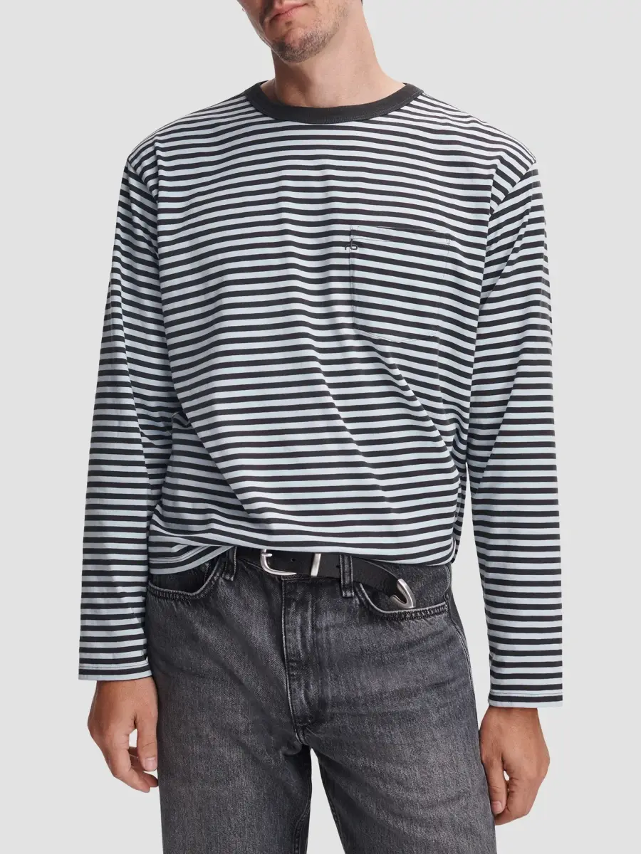 rag & bone Men's Boxy Stripe Cotton Crewneck T-Shirt | Thumbnail 4 rag & bone Men's Boxy Stripe Cotton Crewneck T-Shirt | Thumbnail 4