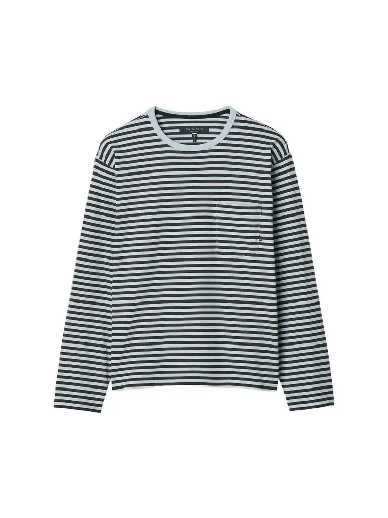 rag & bone Men's Boxy Stripe Cotton Crewneck T-Shirt