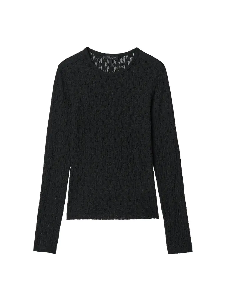 rag & bone Women's Bardot Lace Long-Sleeve Top