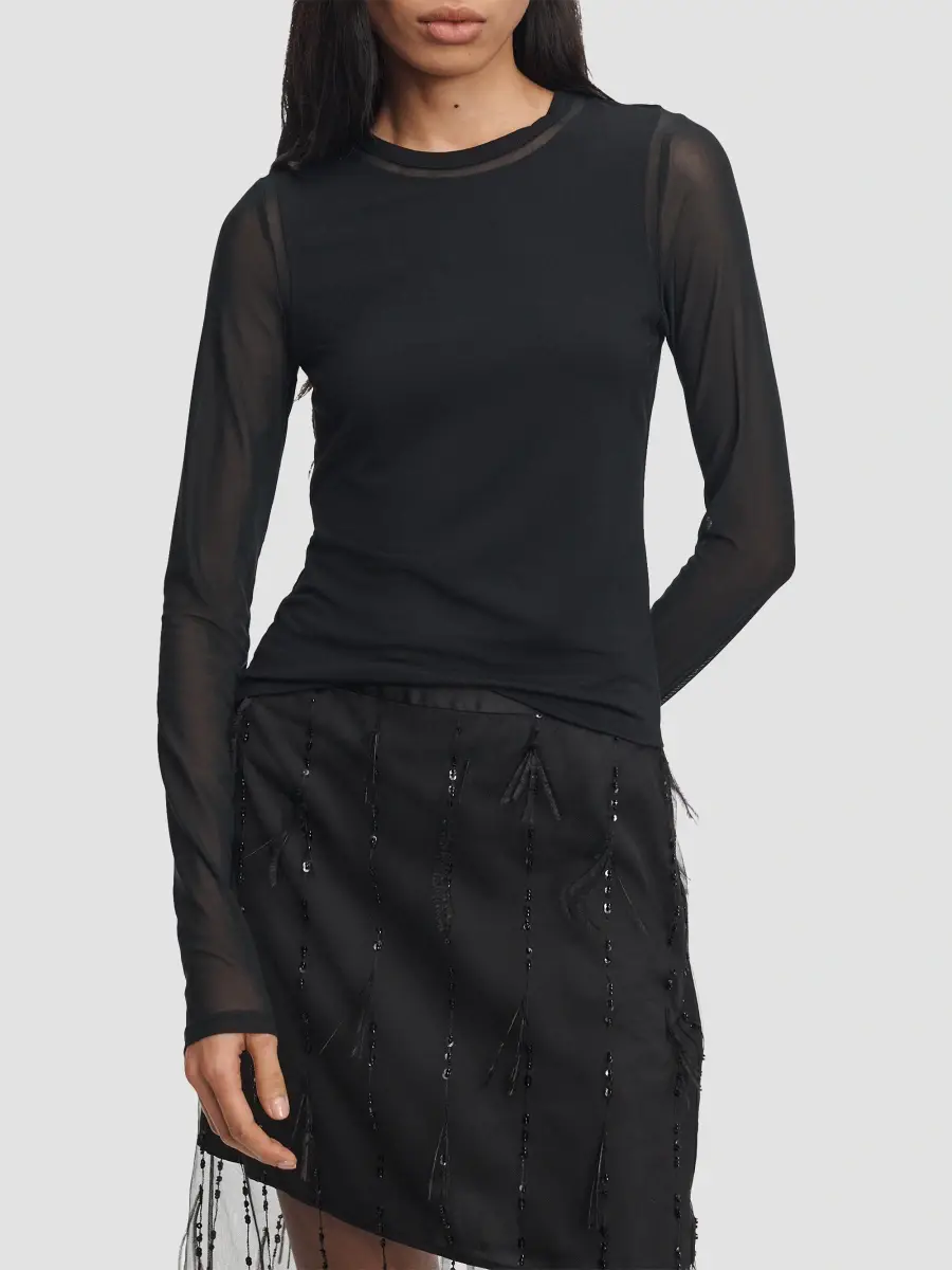 rag & bone Women's Luca Jersey-Mesh Long-Sleeve Top | Thumbnail 4 rag & bone Women's Luca Jersey-Mesh Long-Sleeve Top | Thumbnail 4