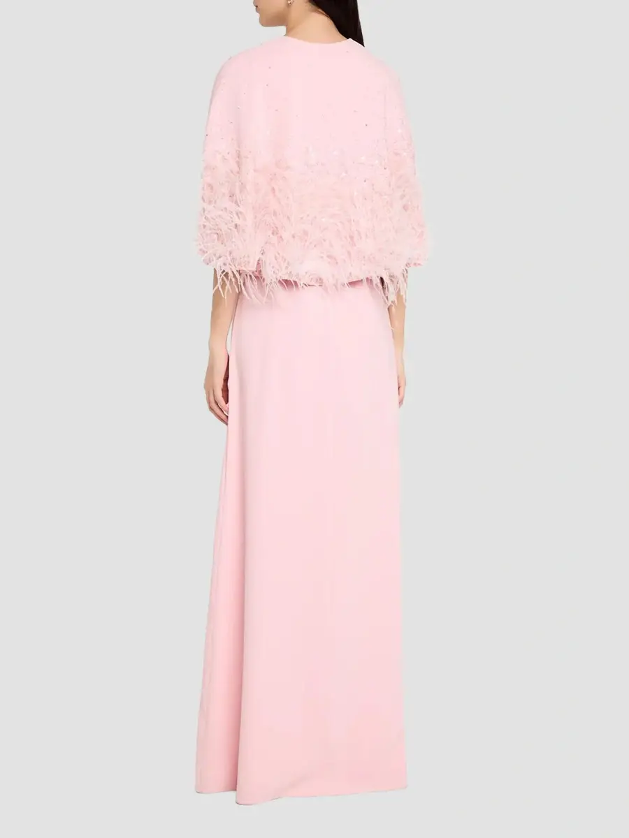 Oscar de la Renta Women's Two-Piece Embellished Stretch-Silk Caftan & Capelet - Blossom | Thumbnail 3 Oscar de la Renta Women's Two-Piece Embellished Stretch-Silk Caftan & Capelet - Blossom | Thumbnail 3