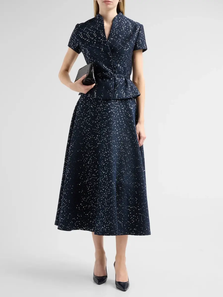 Oscar de la Renta Women's Sequin Tweed Short-Sleeve Jacket | Thumbnail 2 Oscar de la Renta Women's Sequin Tweed Short-Sleeve Jacket | Thumbnail 2